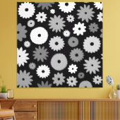 Monochrome Bloemen Groot Patroon Canvas Afdruk (Insitu (Woonkamer))