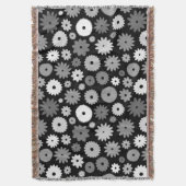 Monochrome Bloemen Groot Patroon Deken (Voorkant Verticaal)