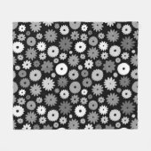Monochrome Bloemen Groot Patroon Fleece Deken (Voorkant (Horizontaal))