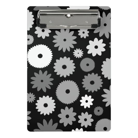 Monochrome Bloemen Groot Patroon Mini Klembord (Voorkant)