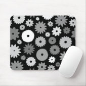 Monochrome Bloemen Groot Patroon Muismat (Met muis)