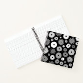 Monochrome Bloemen Groot Patroon Notitieboek (Binnen)