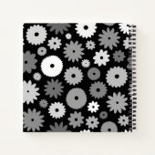 Monochrome Bloemen Groot Patroon Notitieboek (Achterkant)