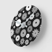 Monochrome Bloemen Groot Patroon Ronde Klok (Hoek)