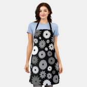 Monochrome Bloemen Groot Patroon Schort (Gedragen)