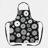 Monochrome Bloemen Groot Patroon Schort (Voorkant)