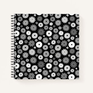 Monochrome Bloemen Herhalend Patroon Case-Mate iPh Notitieboek