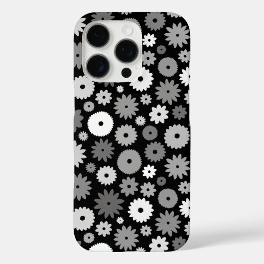 Monochrome Bloemen Herhalend Patroon Case-Mate iPhone Case (Achterkant)