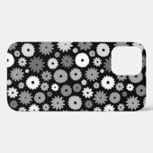 Monochrome Bloemen Herhalend Patroon Case-Mate iPhone Case (Achterkant (horizontaal))