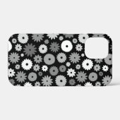 Monochrome Bloemen Herhalend Patroon Case-Mate iPhone Case (Achterkant (horizontaal))