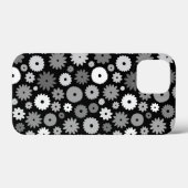 Monochrome Bloemen Herhalend Patroon Case-Mate iPhone Case (Achterkant (horizontaal))