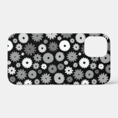 Monochrome Bloemen Herhalend Patroon Case-Mate iPhone Case (Achterkant (horizontaal))