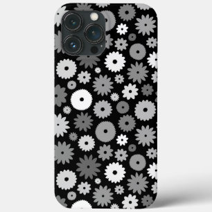 Monochrome Bloemen Herhalend Patroon Case-Mate iPhone Case