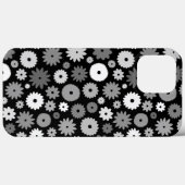 Monochrome Bloemen Herhalend Patroon Case-Mate iPhone Case (Achterkant (horizontaal))