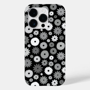 Monochrome Bloemen Herhalend Patroon Case-Mate iPhone 14 Pro Hoesje