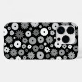 Monochrome Bloemen Herhalend Patroon Case-Mate iPhone Case (Achterkant (horizontaal))