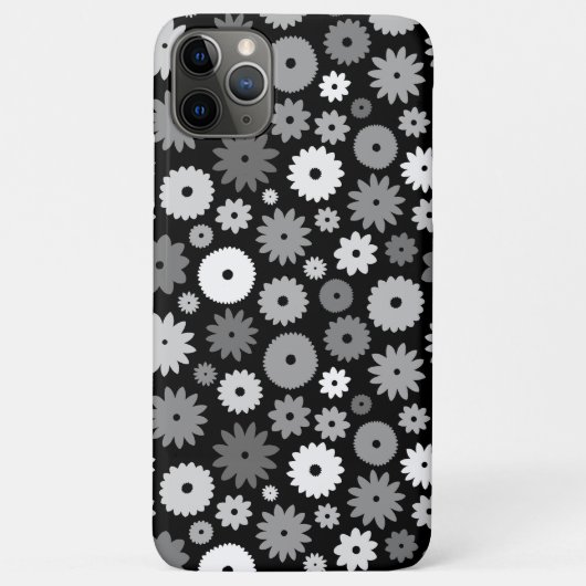 Monochrome Bloemen Herhalend Patroon Case-Mate iPhone Case (Achterkant)