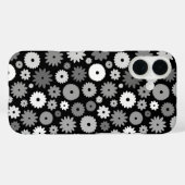Monochrome Bloemen Herhalend Patroon Case-Mate iPhone Case (Achterkant (horizontaal))