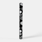 Monochrome Bloemen Herhalend Patroon iPhone 15 Case (Rechterkant)