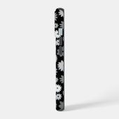 Monochrome Bloemen Herhalend Patroon iPhone 15 Case (Linkerkant)