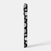 Monochrome Bloemen Herhalend Patroon iPhone 15 Case (Linkerkant)