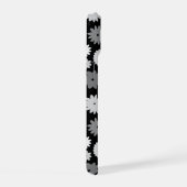 Monochrome Bloemen Herhalend Patroon iPhone 15 Case (Rechterkant)