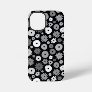 Monochrome Bloemen Herhalend Patroon iPhone 12 Mini Hoesje