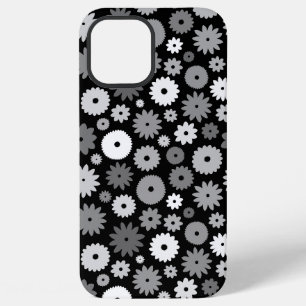Monochrome Bloemen Herhalend Patroon iPhone 12 Pro Max Hoesje