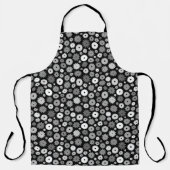 Monochrome Bloemen Herhalend Patroon Schort (Voorkant)