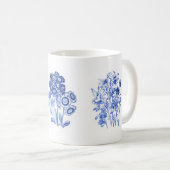 Monochrome bloemen in Delft blue Koffiemok (Voorkant rechts)