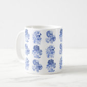 Monochrome bloemen in Delft blue Koffiemok (Voorkant links)