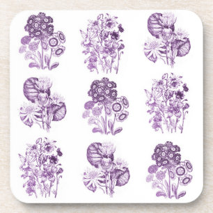Monochrome bloemen in paars bier onderzetter