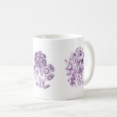 Monochrome bloemen in paars koffiemok (Voorkant rechts)