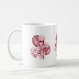 Monochrome bloemen in rood koffiemok