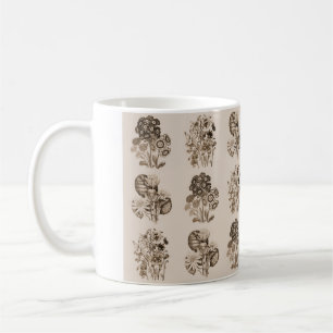 Monochrome bloemen in sepia brown koffiemok
