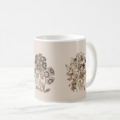 Monochrome bloemen in sepia brown koffiemok (Voorkant rechts)