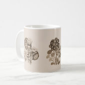 Monochrome bloemen in sepia brown koffiemok (Voorkant links)
