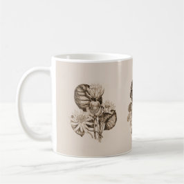 Monochrome bloemen in sepia brown koffiemok
