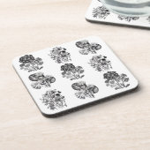 Monochrome bloemen in zwart-wit drankjes onderzetter (Linkerzijde)