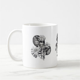 Monochrome bloemen in zwart-wit koffiemok