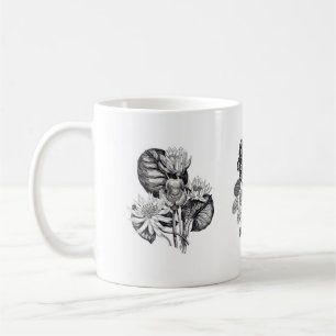 Monochrome bloemen in zwart-wit koffiemok