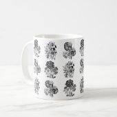 Monochrome bloemen in zwart-wit koffiemok (Voorkant links)