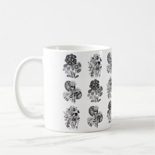 Monochrome bloemen in zwart-wit koffiemok