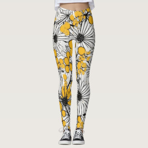 Monochrome bloemen: Mimosa en Daisy Fusion Leggings