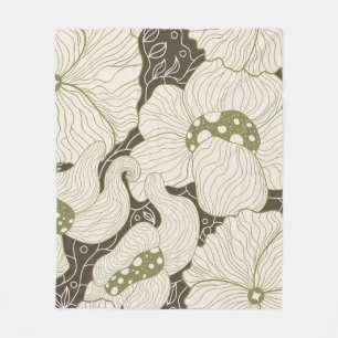Monochrome bloemen omzien gestileerde elegante blo fleece deken