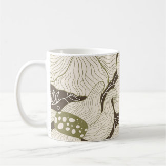 Monochrome bloemen omzien gestileerde elegante blo koffiemok