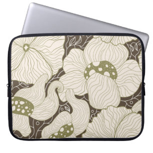 Monochrome bloemen omzien gestileerde elegante blo laptop sleeve