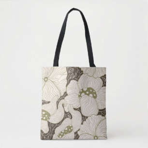 Monochrome bloemen omzien gestileerde elegante blo tote bag