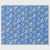 Monochrome bloemen op Bright Blue Ground Giftwrap Cadeaupapier (Vlak)