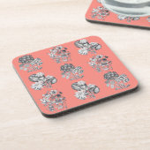 Monochrome bloemen op koraalachtergrond drankjes onderzetter (Linkerzijde)
